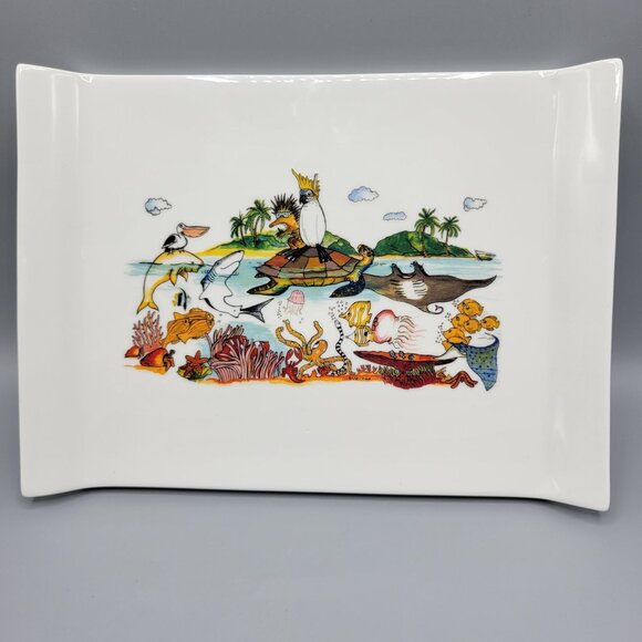 Guritno Other - Guritno Australia Porcelain Rectangular Tray Plate Platter Ocean Scene Artwork